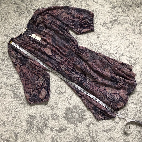Anthro Floreat New Zharah Pink Python Snake Print Boho Tie Side Dress Small - Picture 8 of 12